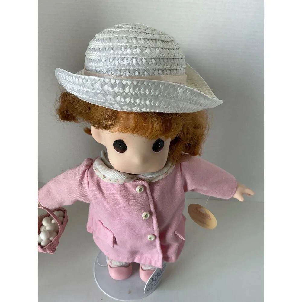 Precious Moments Vintage 1994 Vinnie Vinyl Doll Pink Coat Basket 12 Inch‎ NWT